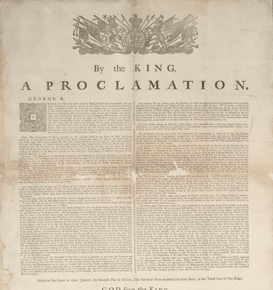 1763 – Royal Proclamation