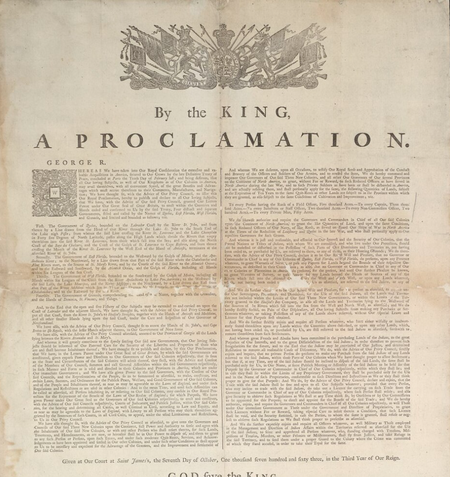 1763 – Royal Proclamation