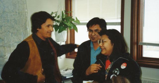 Ovide Mecredi, Grand Chief of Assembly of First Nations presented with a gift from Rae-Edzo Friendship Centre